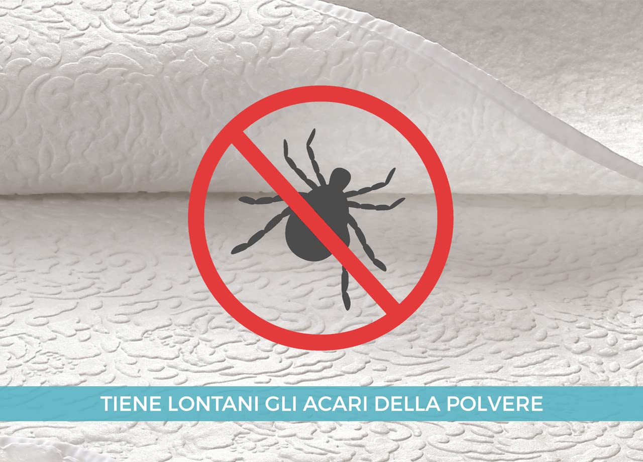 Coprirete Proteggi Rete In 100% Poliestere Misura Matrimoniale 160x190cm Antiacaro e Anallergico, Copri Doghe con Fissaggio agli Angoli Anti-Spostamento Made in Italy