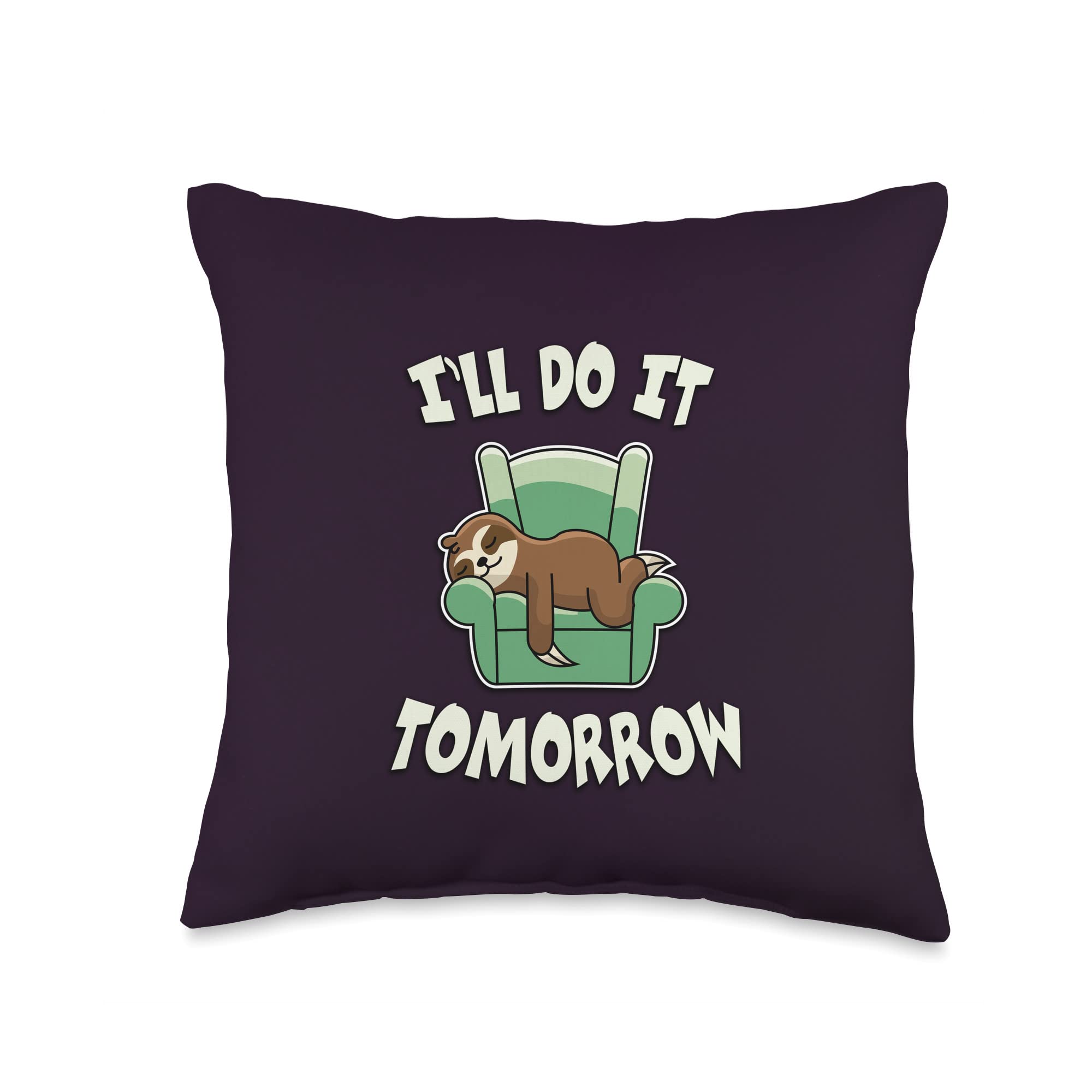 VinagreShopI'll do it Tomorrow Sloth Throw Pillow, 16x16, Multicolor