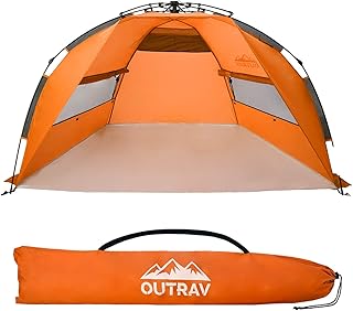 Outrav Pop Up Beach Tent - Quick and Easy Set Up, Family Size, Portable Sun and Water Shelter and Shade Canopy - for Fishing, Camping, Hiking and Outdoor Activities