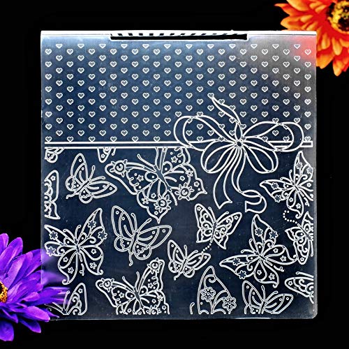 Kwan Crafts Heart Butterfly Plastic Embossing Folders for Card Making Scrapbooking and Other Paper Crafts, 15x15cm