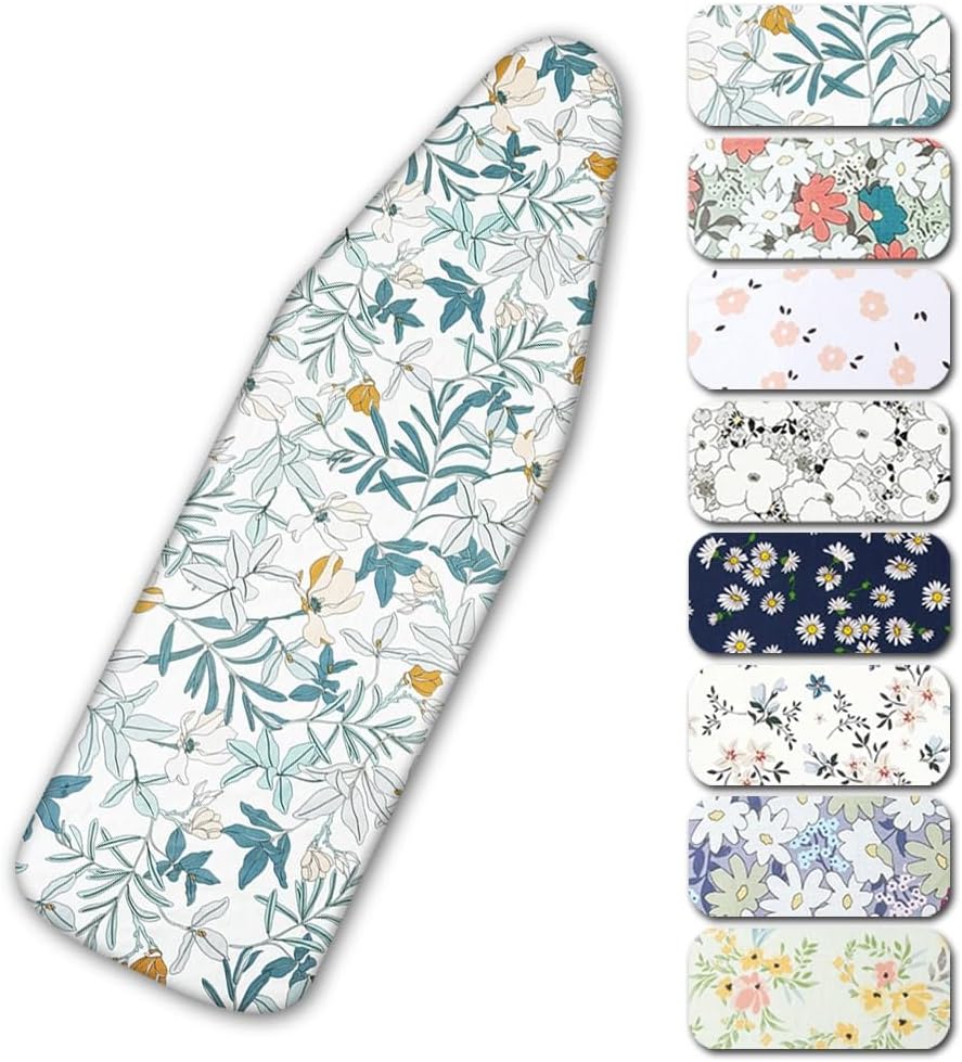 Extra Thick Ironing Board Cover Cotton Iron Board Cover with Drawstring, Large Ironing Board Cover and Pad Elastic Edges 51x20 55x20 55x23 59x22in(Color 1,150x55cm/59x22in)