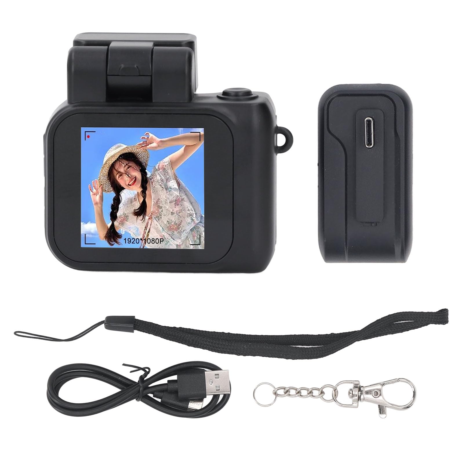 SENECESLI Mini Fotocamera Portachiavi, Fotocamera Digitale CDD delle Dimensioni di Un Pollice 1080P HD 2MP per Studenti e Bambini, Videoregistratore CMOS con Schermo (con Piccola