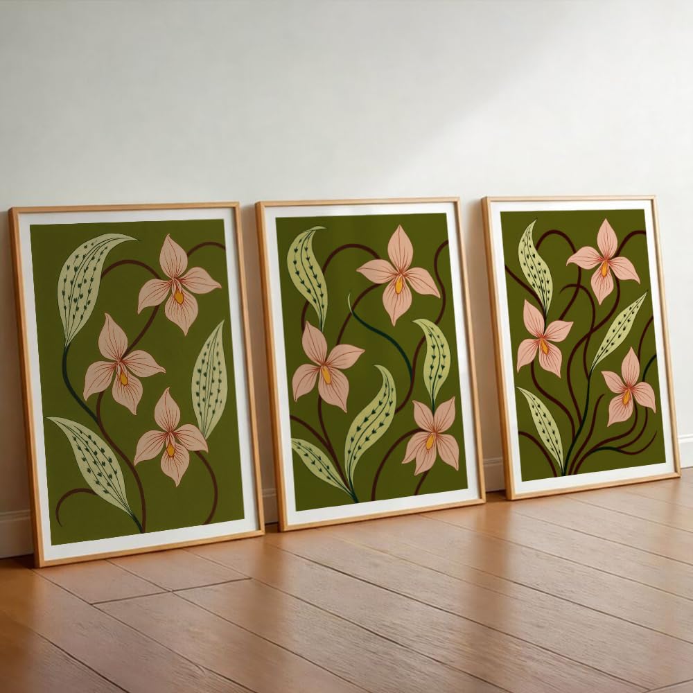 Karaaly Set of 3 Flower Wall Painting for Bedroom & Painting -10
