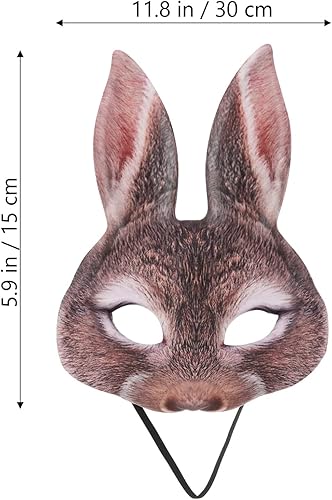 Miniatura 2 de GANAZONO Máscara de conejo de media cara de conejo para Pascua, Halloween, carnaval, fiesta, Mardi Gras, mascarada, color marrón, Marrón