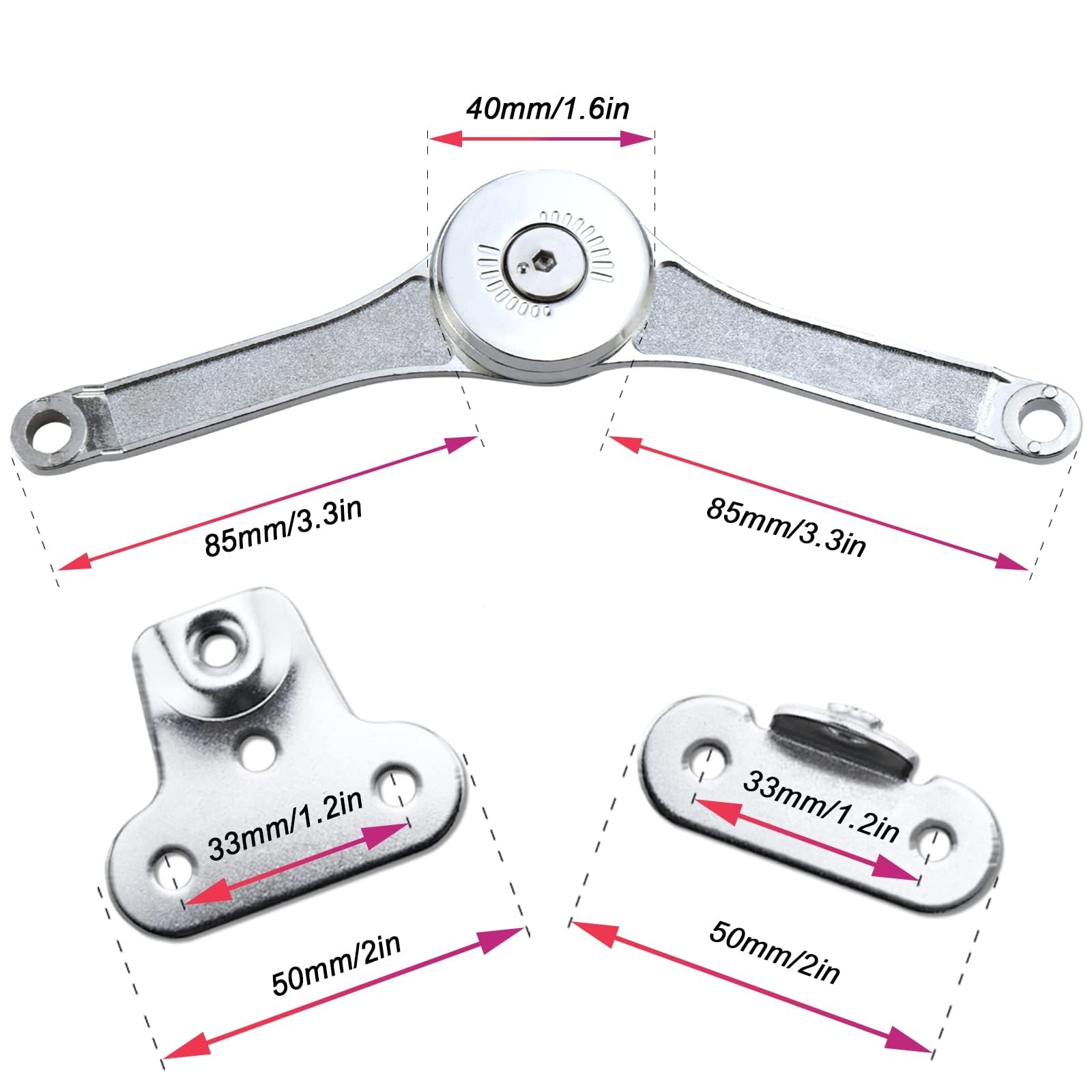 CHRI 2 pcs Charnière de Support de Couvercle Réglable | Pour Armoires, Dessus de Placard, Portes de Meubles, Charnières de Support de Levage
