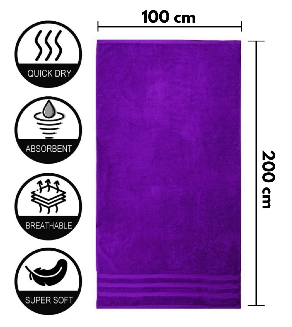 WovenWonder Pack of 2 Super Jumbo Bath Sheets (100 x 200 cm-600GSM) Luxury 100% Egyptian Cotton Soft Extra Large Bath Sheet Towels Highly Absorbent & Quick Dry Hotel Quality Towel Set (Purple) - Image 4