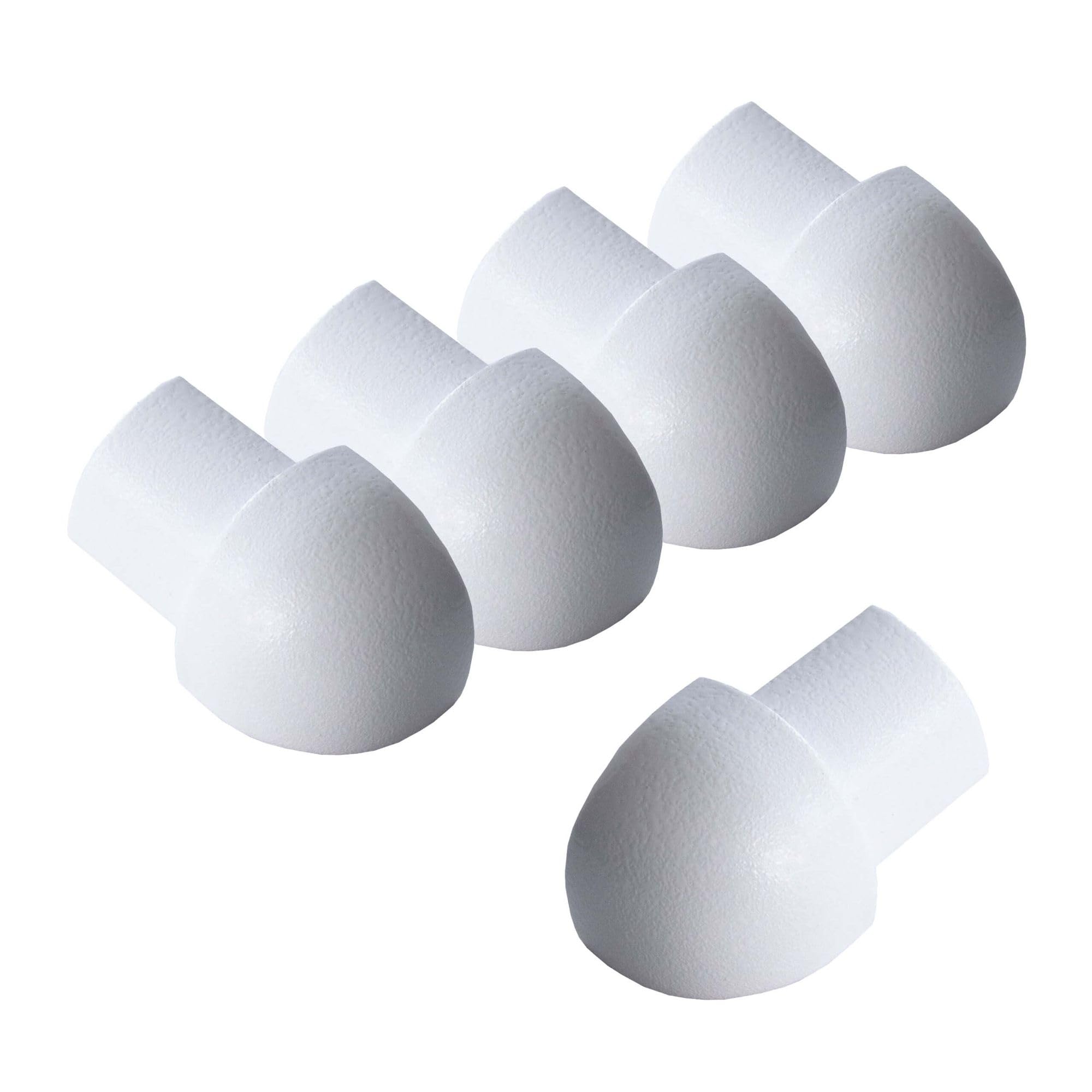 5X Dalsys Outer Corner for Tile Trim 8mm Aluminium (anodised) Quarter Circle Profile White