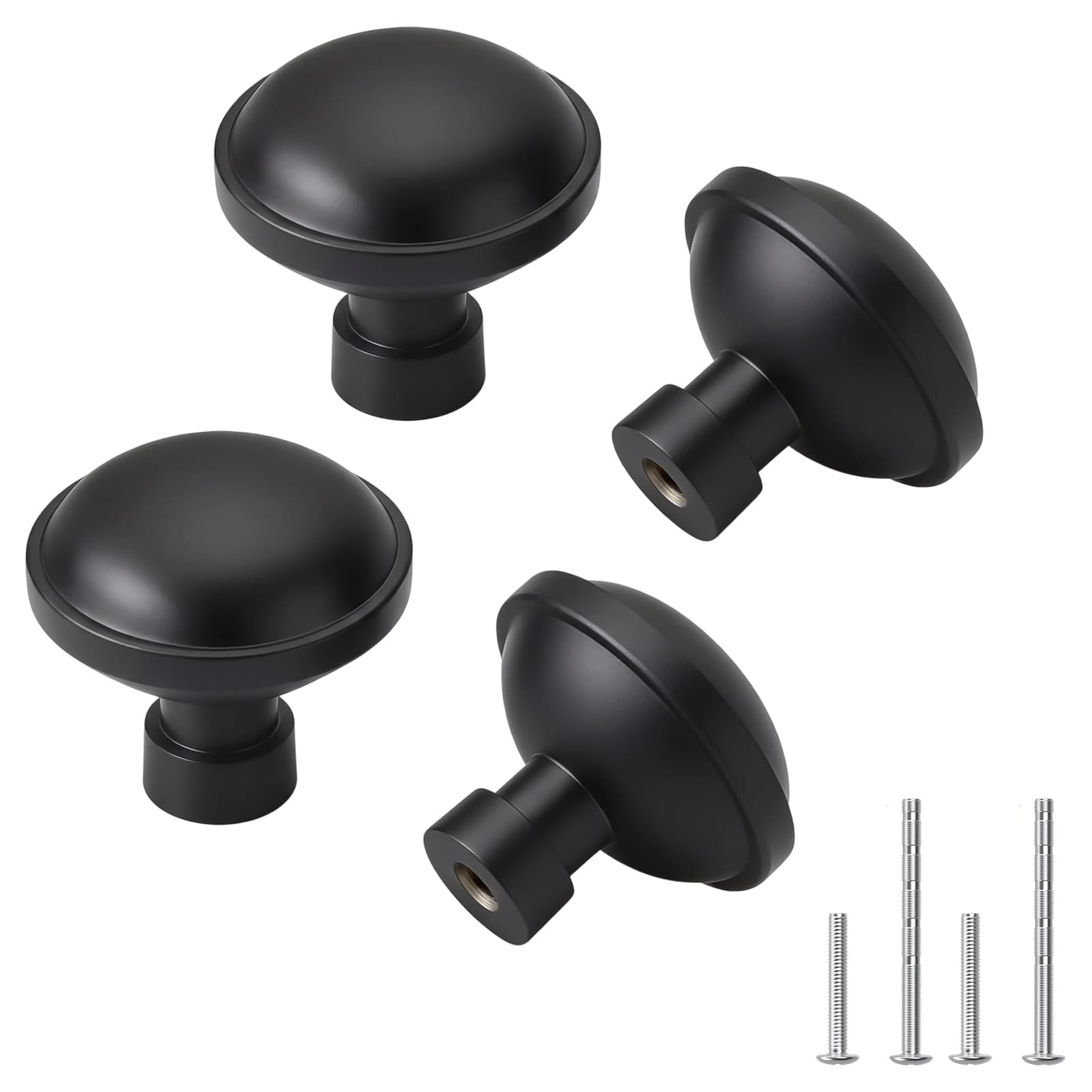 Cunzjia Black 4Pcs Metal Alloy Dressers Knob Kitchen Cabinet Door Handle Cupboard Door Pulls Modern Drawer Knob Furniture Hardware