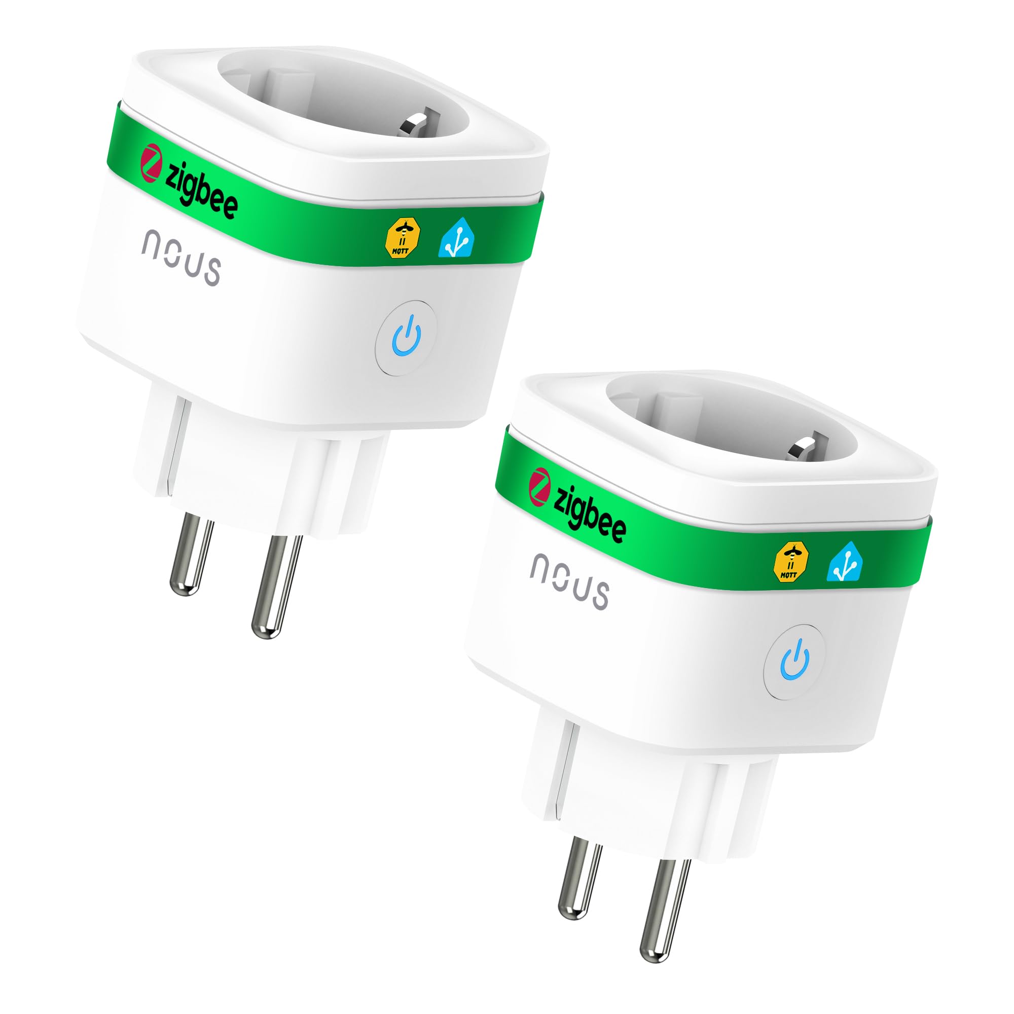 NOUS NOUS A7Z Presa Intelligente ZigBee con Monitoraggio Energia, 16A, Controllo App & Voce, Timer e Programmi, Compatibile con Alexa, Google Home, Home Assistant, Tuya, Richiede Hub ZigBee, 2 Pack
