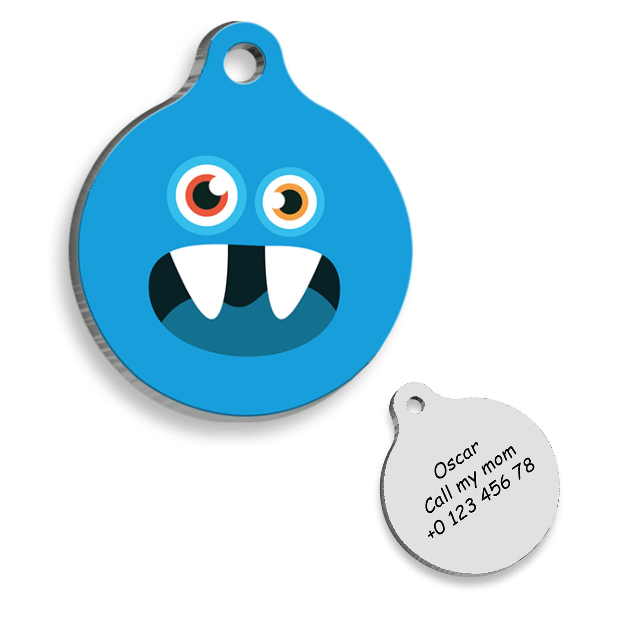 Blue Monster Personalized Dog Tag - Custom Name Tag - ID Tag for Dog & Cat - Customized Pet Tags - Dog & Cat Name id Tag - Dog Name Tag - Engraved Dog Tag