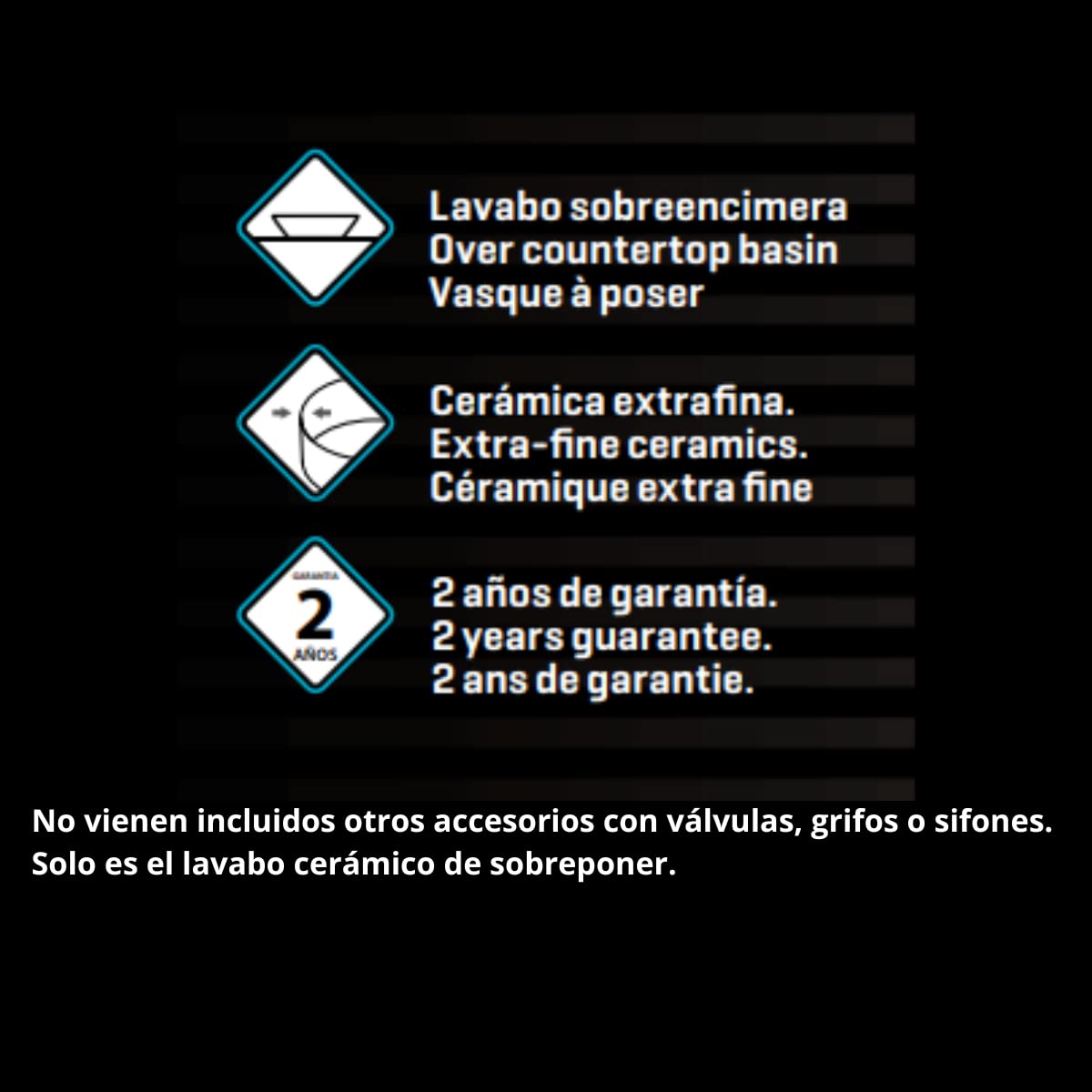 Lavabo Sobre Encimera Cerámico | Blanco Brillo | Lavadero Baño Cerámico Sobremesa | Lavamanos Baño para Encimera Rectangular de 50,5cm x 40,5cm