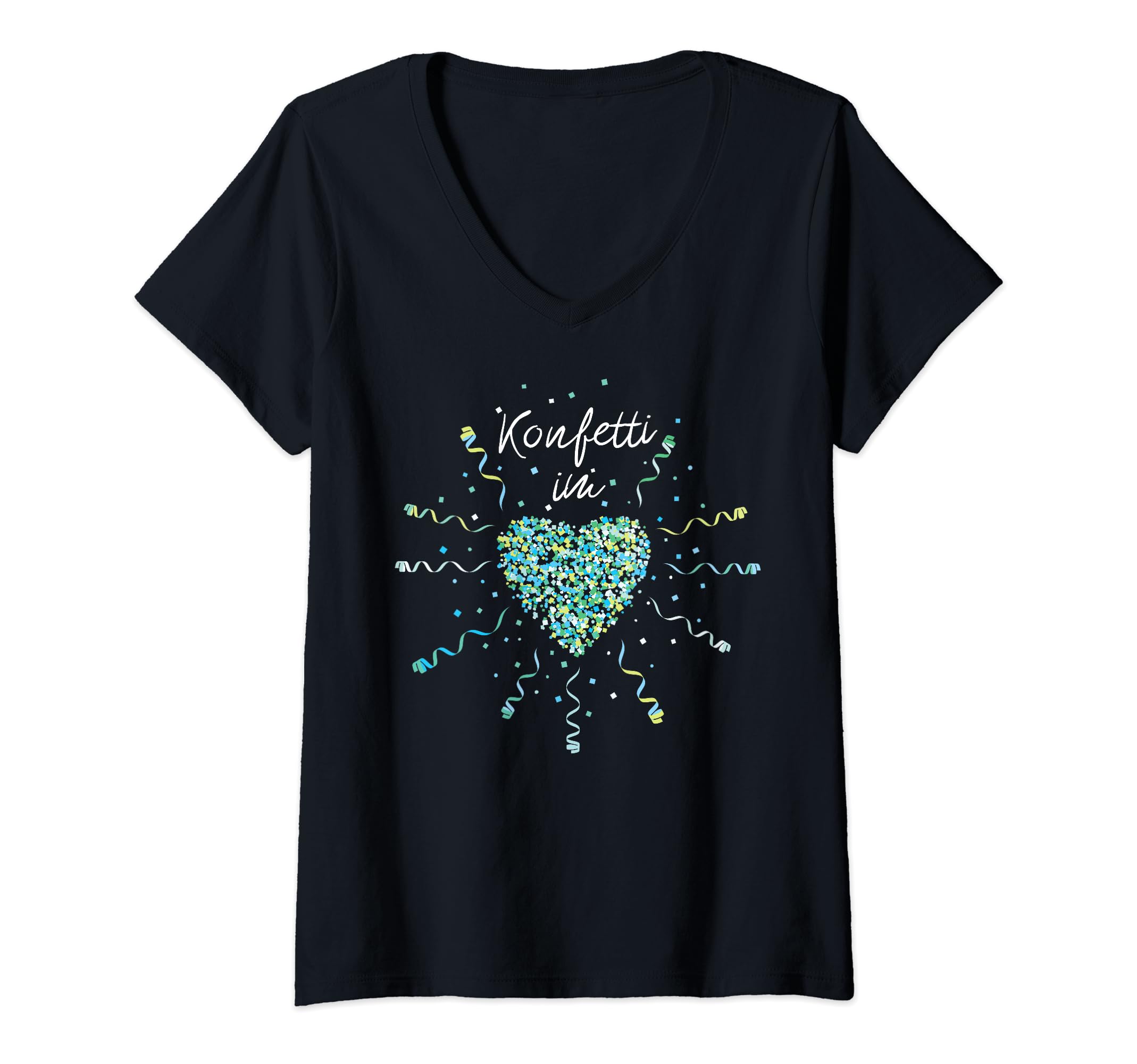 Maglietta Donna Coriandoli Nel Cuore – Costume Carnevale – 100% Cotone, Prodotta In Germania