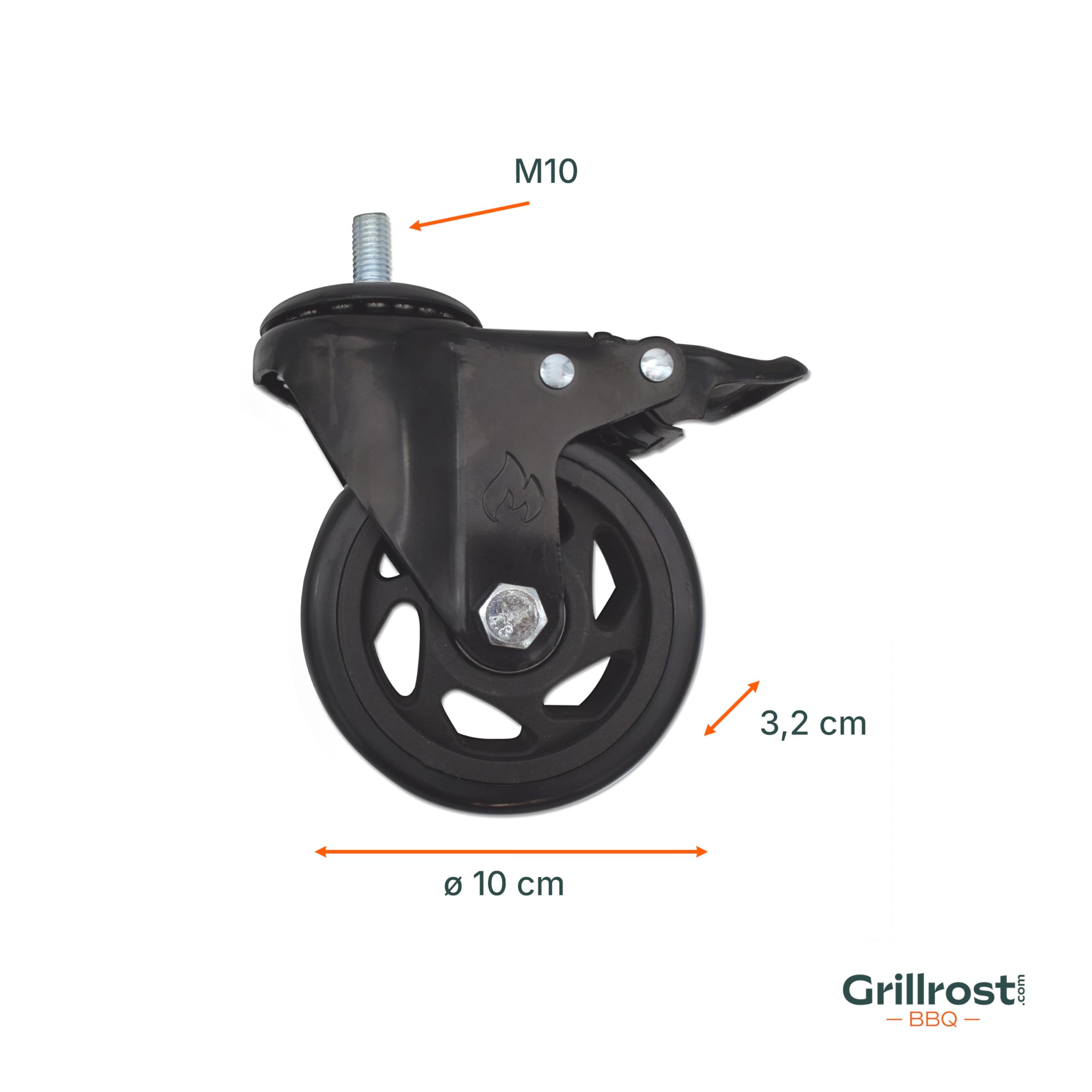 Grillrost.com Das Original Premium Ersatz-Rollen mit Schraubgewinde - passend für Burnhard, Char Broil und Enders