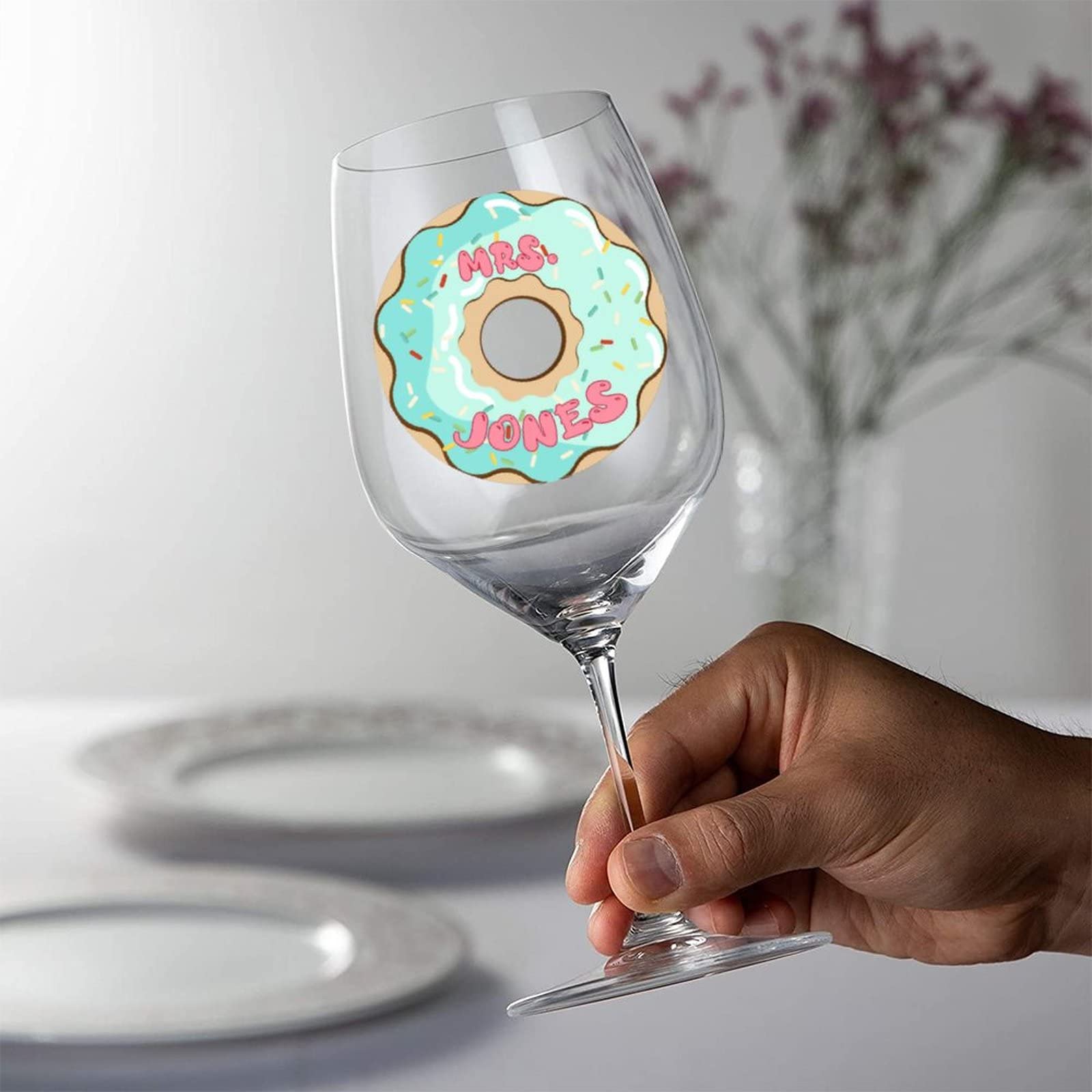 Juego de 2 copas de vino tinto con nombre personalizado, donas de Navidad, divertidas copas de vino para mujer, regalos únicos personalizados, regalo de fiesta, hogar, bar, regalo de