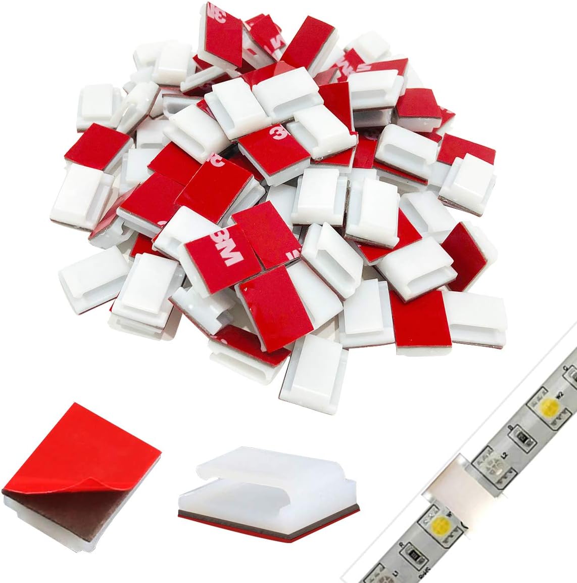 150 PCS Strip Light Mounting Clips, Self Adhesive Christmas Light Clips