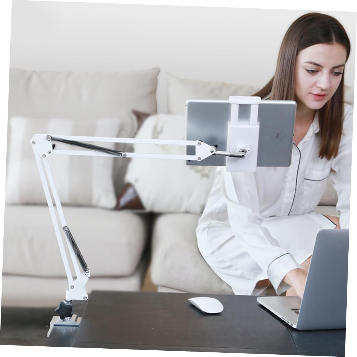 Supporto Tavolo in Metallo con Braccio Estensibile e Snodabile Porta e Tablet per Spessori per Video e Film