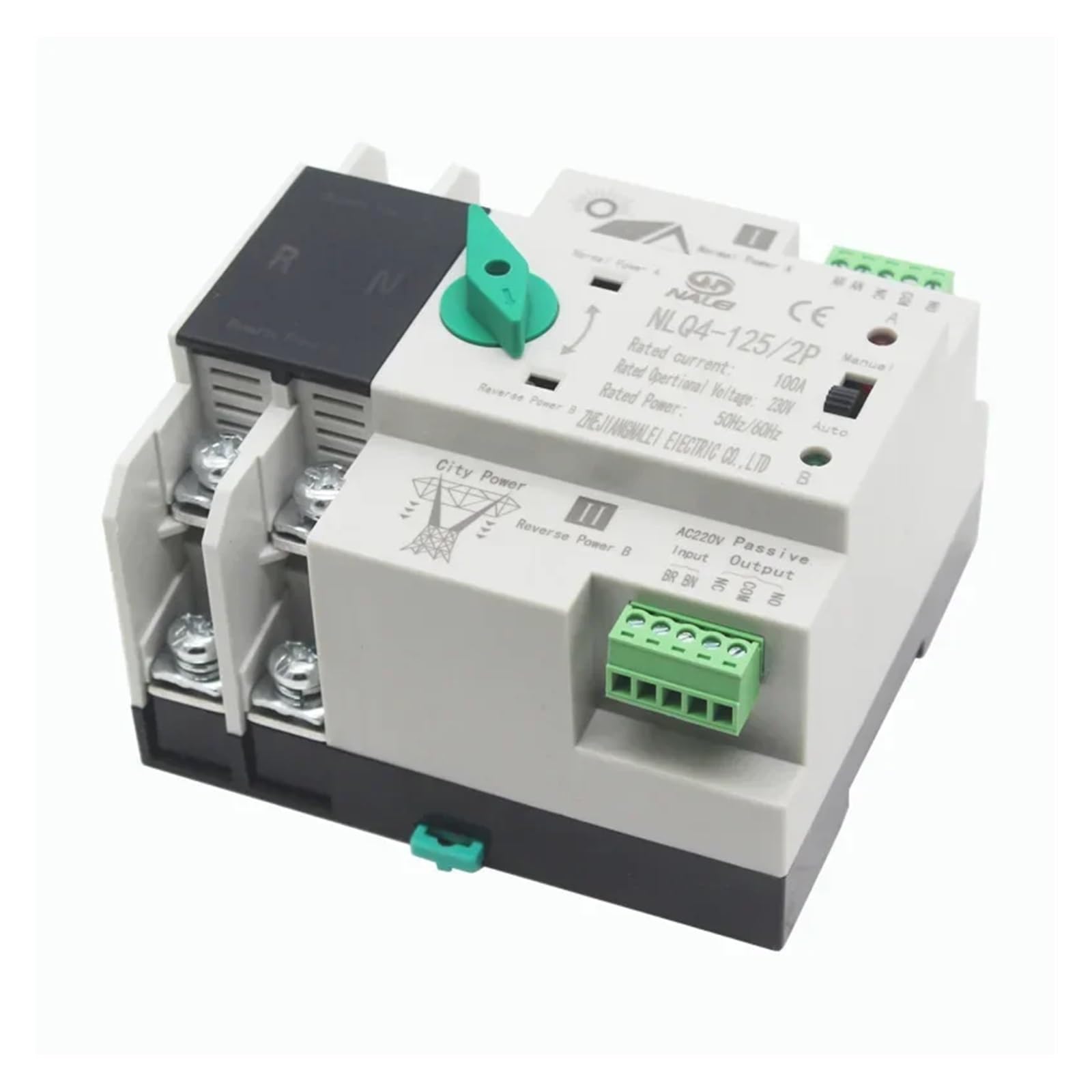 Fuente de alimentación Inversor fotoico de 230V, modelo de conmutación de potencia continua, Doble potencia, interruptor de conversión automática NLQ4-125/2P 63A 100A 16A-125A(2P 100A)