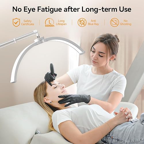 Miniatura 5 de Janolia Lámpara de pie, luz de pestañas para tecnología de pestañas, lámpara LED de media luna, luz esteticista para tecnología de pestañas,