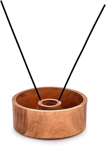 Miniatura 4 de NIRMAN Soporte de incienso de madera de acacia, quemador de incienso, atrapador de cenizas para decoración del hogar, yoga, spa, mediación (5 x 5 x