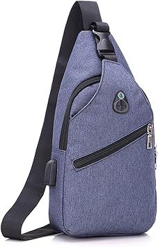 Crossbody Sling Backpack- Sling Bags for Men Women, Small Hiking Daypacks, Waterproof Shoulder Chest Travel, Casual Rucksack (Blue)