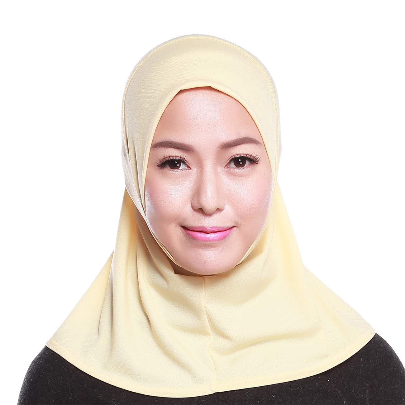 GladThink Ladys Muslim Small Short Hijab Caps Islamic Scarf Beige