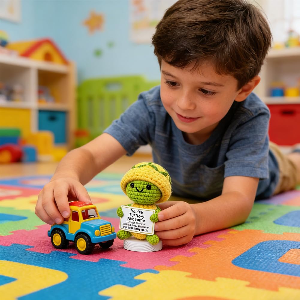 Tartaruga Positivo Peluche Portachiavi Regalo Motivazionale con Carta Portafortuna