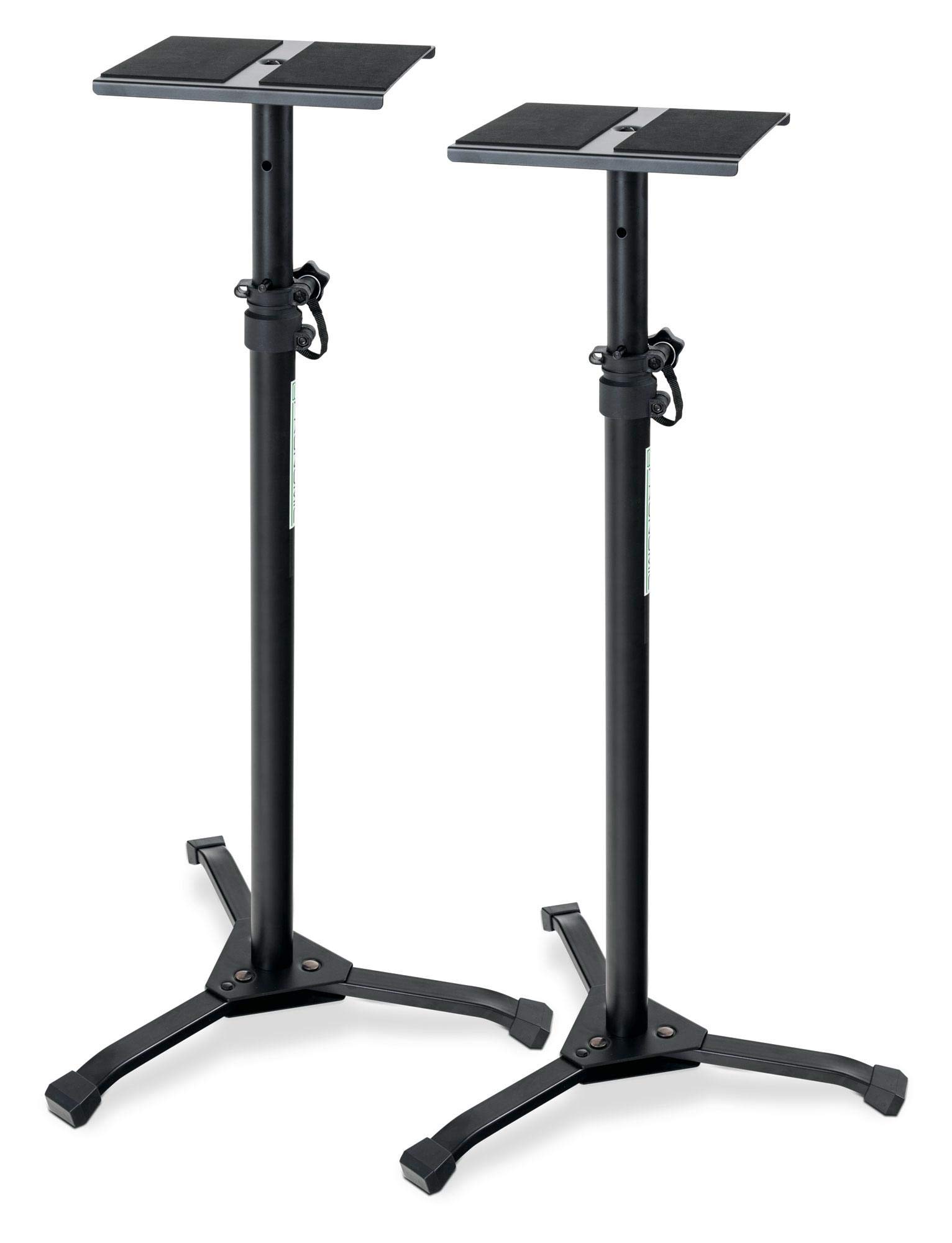 Pronomic Set Da 2 SLS-20 Supporto Per Monitor Da Studio Pieghevole - Piedini Pieghevoli - Regolabile In Altezza Da 75 Cm A 130 Cm - Piano Con Fascia A Strappo - Nero