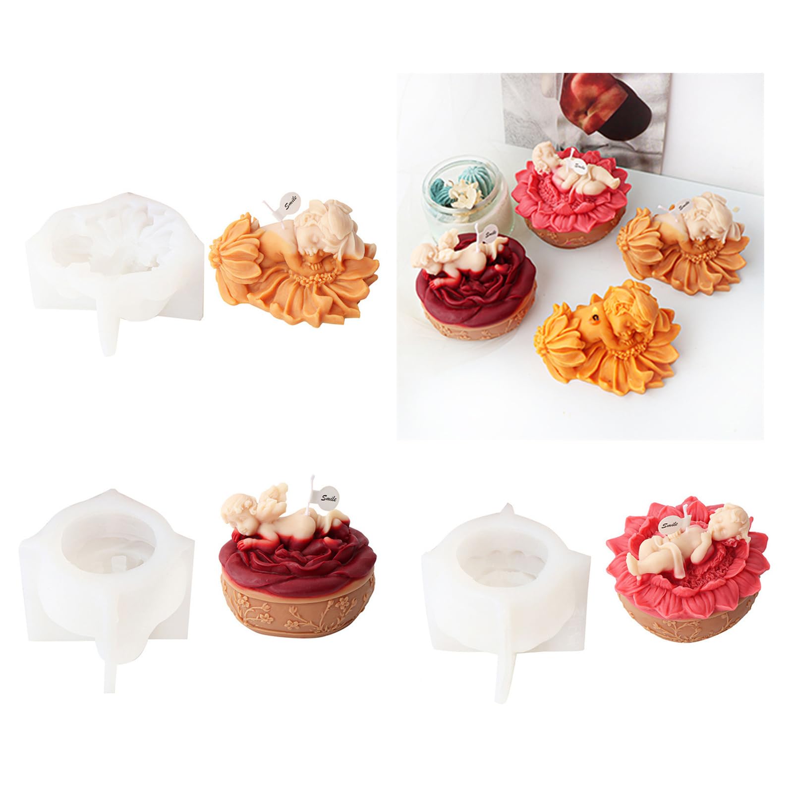Moule en silicone 3D en forme de fleur en forme de fleur pour artisanat