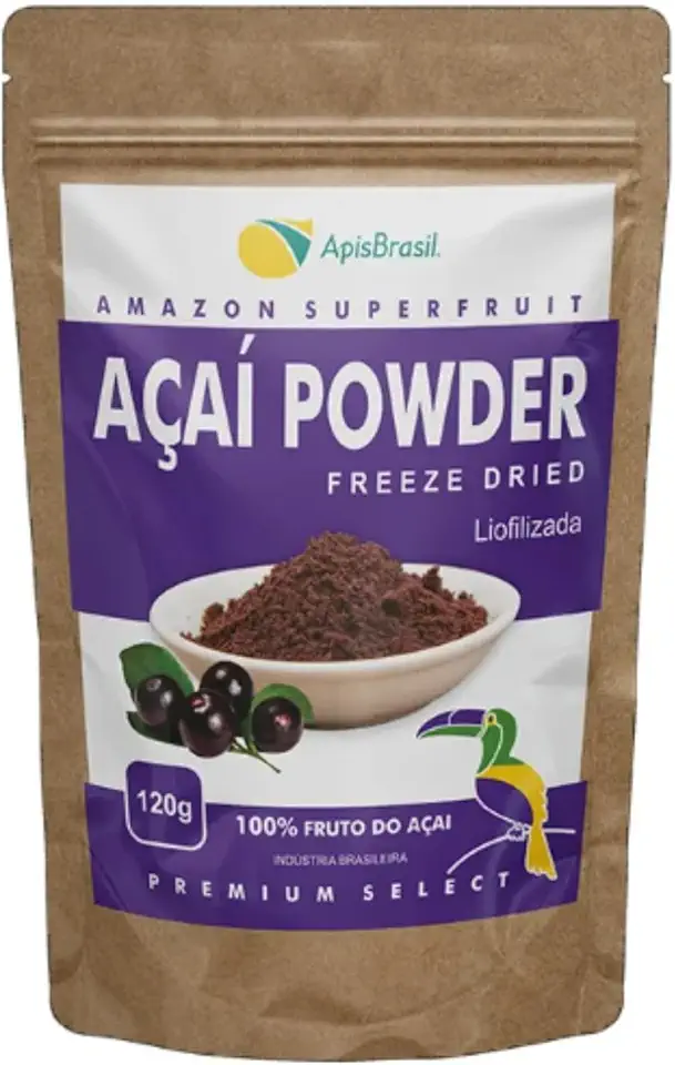 Açaí Powder Liofilizado 120g | Açaí em Pó da Amazônia | Euterpe Oleracea | Ingrediente Natural e Versátil