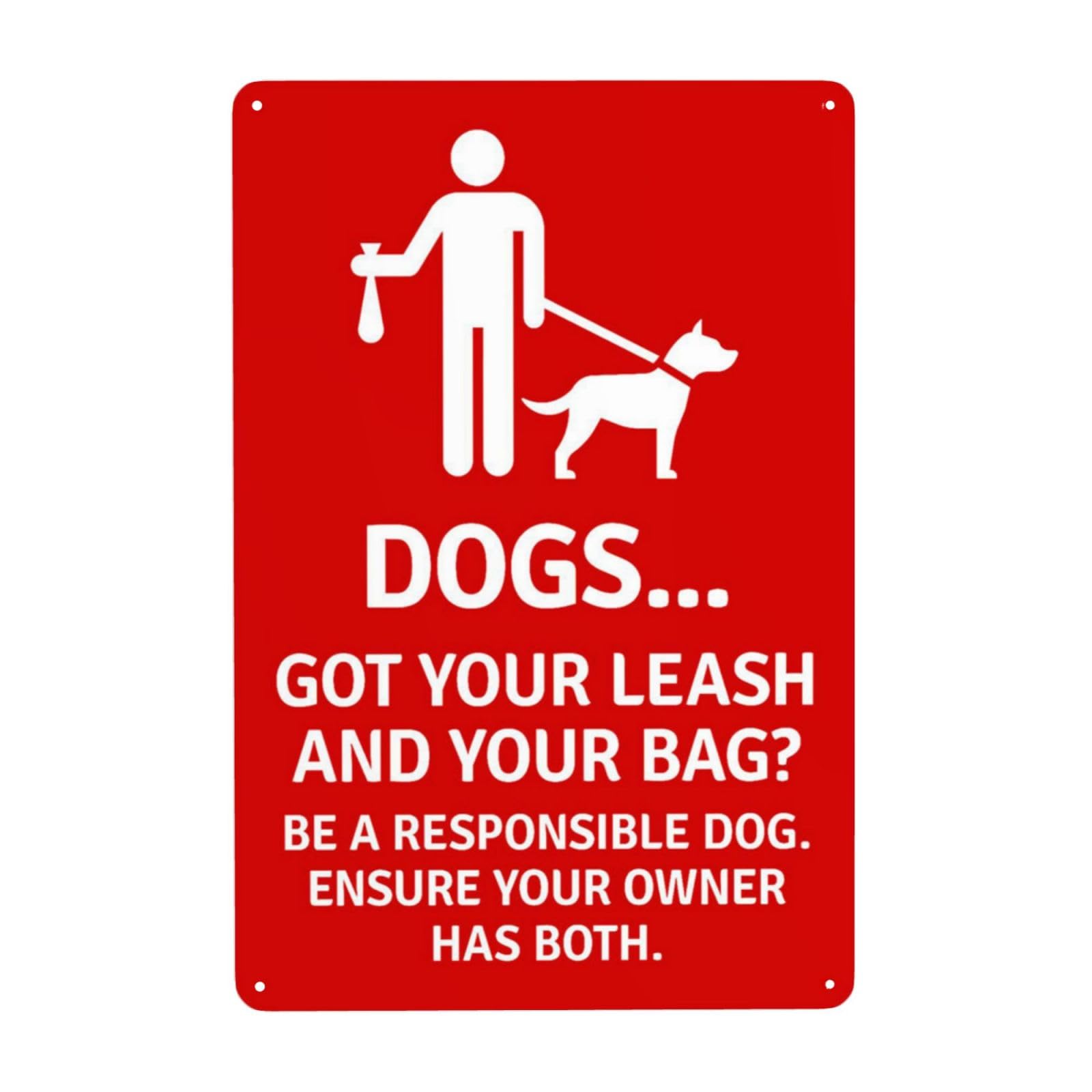 Dog Owners Prepare Leash And Waste Bag Vintage Metal Reminder Sign 12x8 Inch