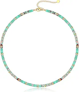 Choker Necklace for Women, Beaded Necklaces for Women Stocking Stuffers for Teens Teen Girl Gifts Gifts for Her Adjustable 14k Gold Gemstone Summer Anniversary Birthday Christmas Jewelry