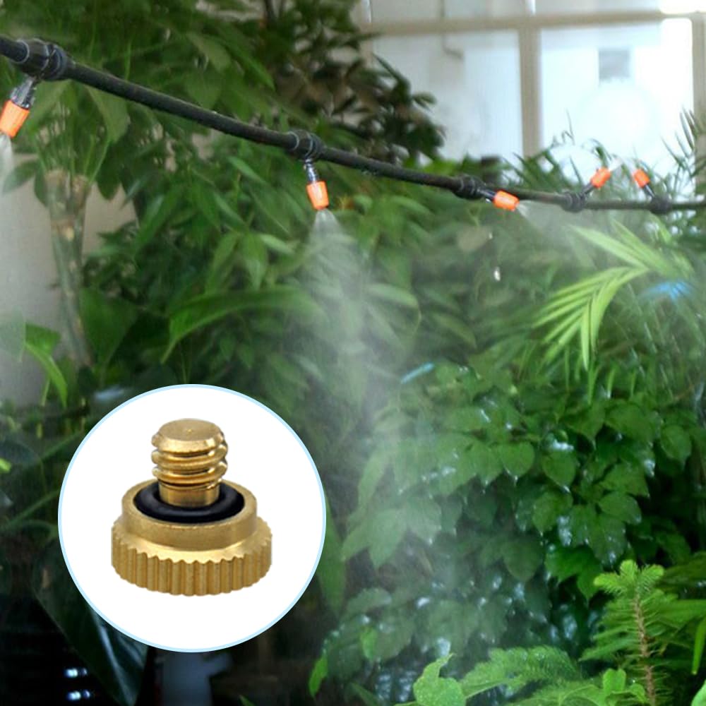 Sonku Tappo ugello nebulizzatore per sistema di raffreddamento esterno, confezione da 20 tappi per ugello in ottone con filettatura a vite, per il raffreddamento di casa, giardino, esterno