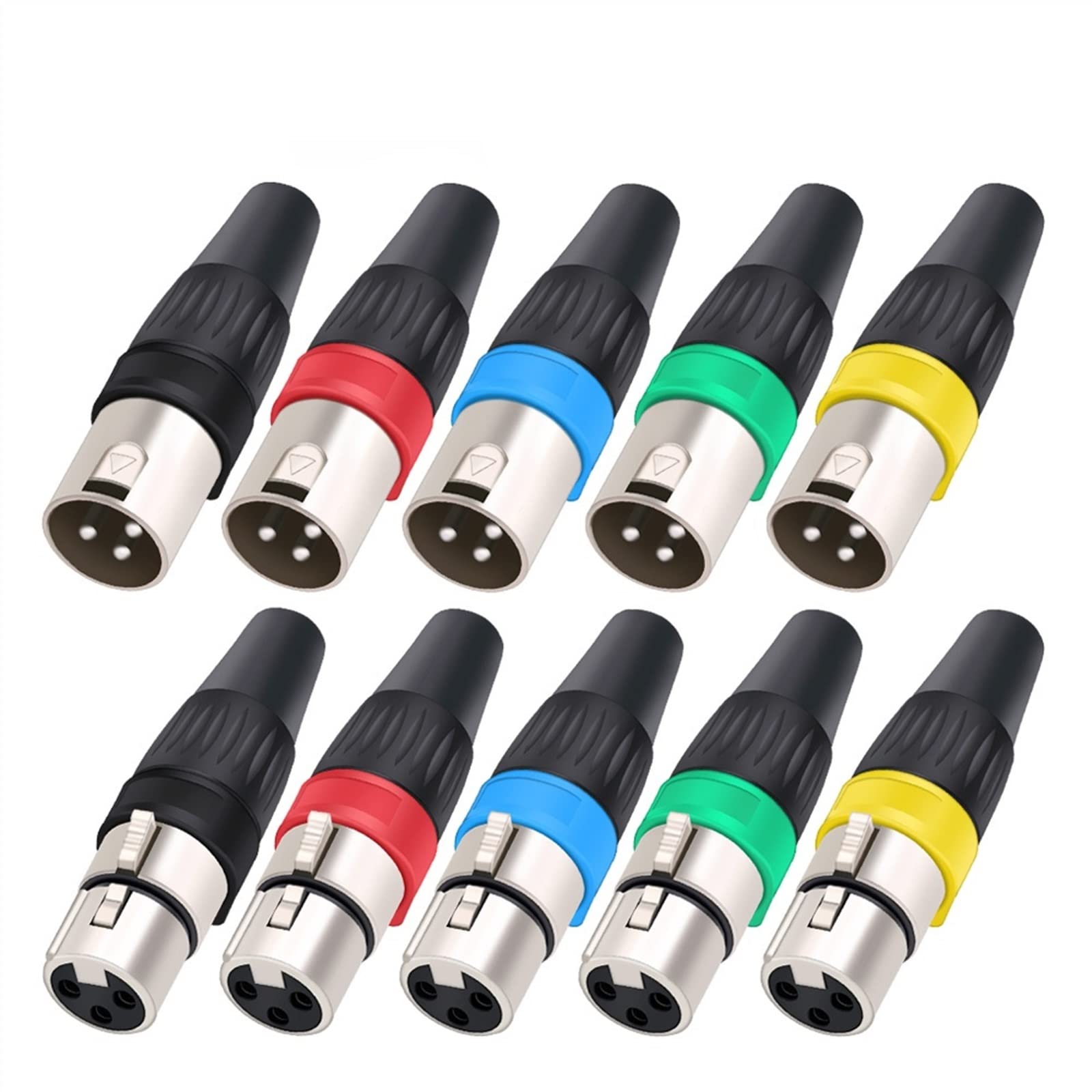 XLR-Buchse auf XLR-Stecker, 3-polig, für Mikro-Lautsprecher, Audio, 5 Farben, Metallgehäuse, 1 Stück (1 x D1035F-Black)