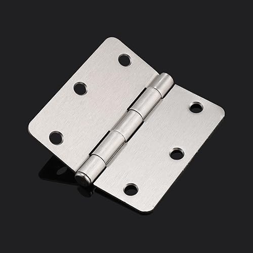 Miniatura 5 de Paquete de 3 bisagras de puerta resistentes, bisagras de níquel cepillado para puertas interiores y exteriores, 3.5 x 3.5 pulgadas, redondeadas con