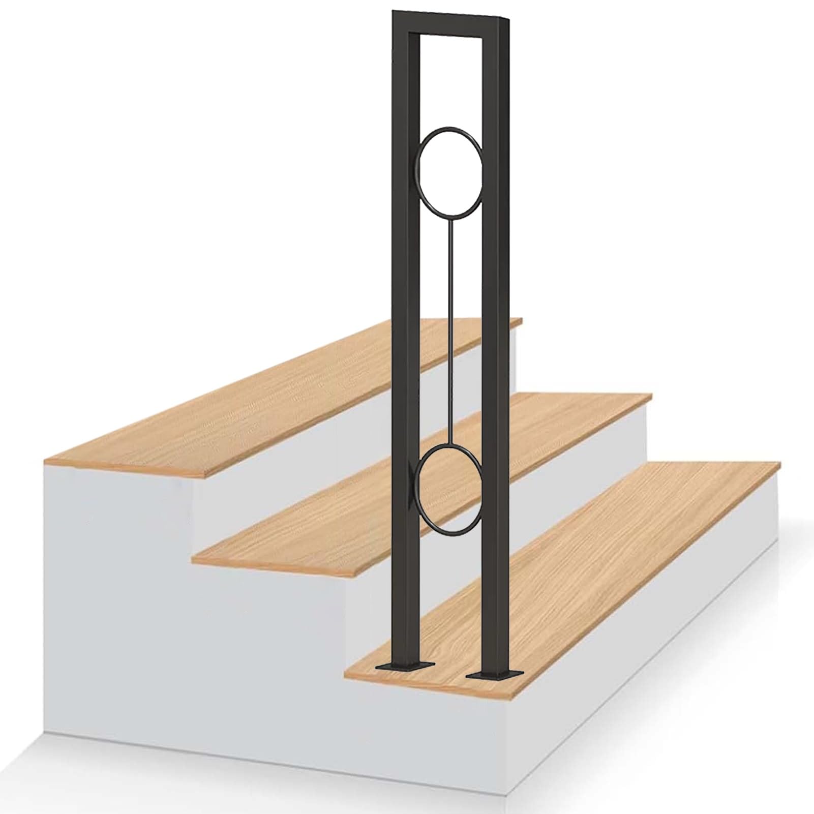 Marxan One Color Black Transitional Handrail Fits 1 Step, U-Shaped Stairs Banister Handrail For Outdoor Cement Concrete Or Wood Steps With Installation Accessories(95Cm/37In)