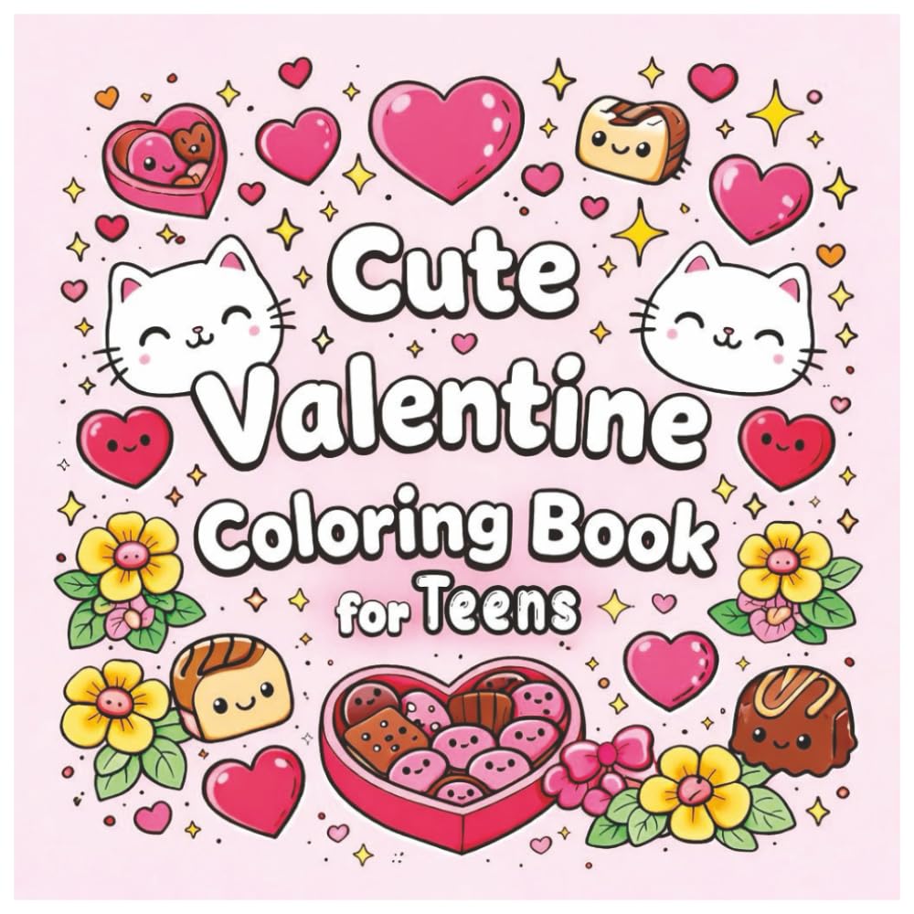 Cute Valentine Coloring Book for Teens: Cute, Bold, and Intricate Love-Themed Designs for Relaxation, Creativity, and Stress Relief