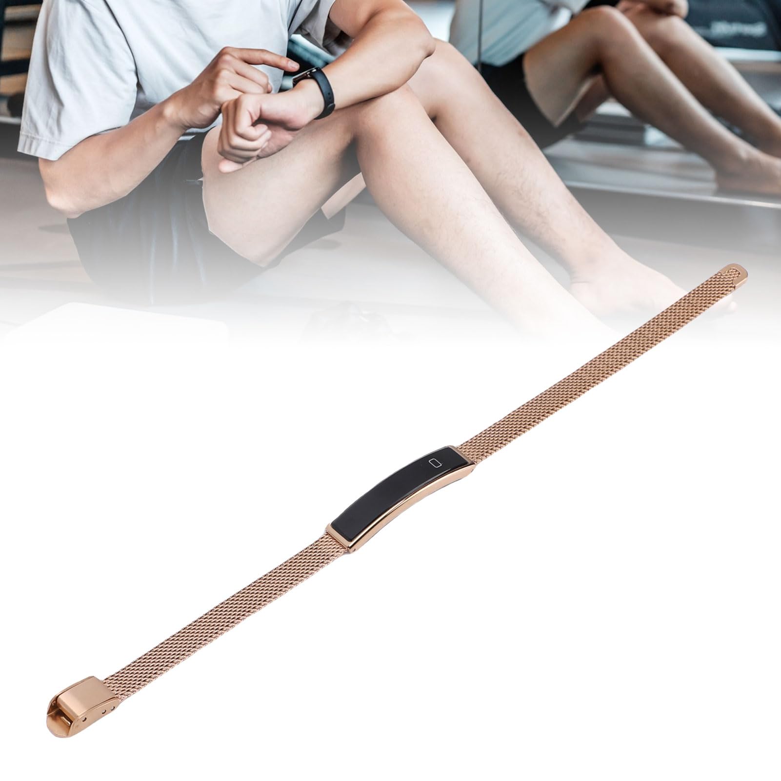 VBESTLIFE Pulsera Inteligente Rastreador de Ejercicios, Contador de Pasos para Mujeres y Hombres, Recordatorio de Llamadas Bluetooth 5,3, Obturador Remoto del Teléfono, a Prueba de Agua (Gold)
