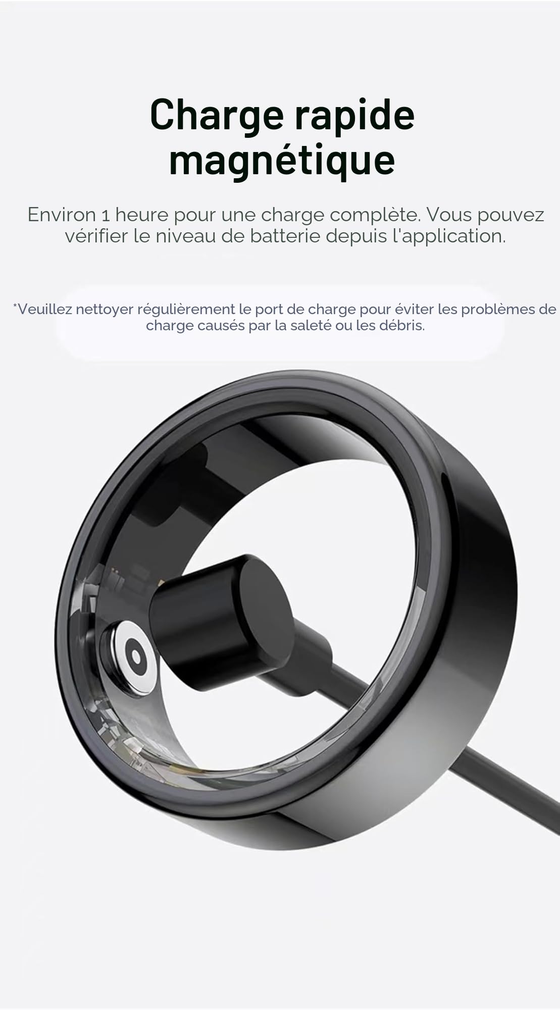 Bague Intelligente IP68 pour Homme et Femme avec Sommeil, fréquence Cardiaque, Pression artérielle, Compteur de Pas, Bluetooth, pour iPhone 16, 15, 14, 13 Pro Max, etc., Noir #7
