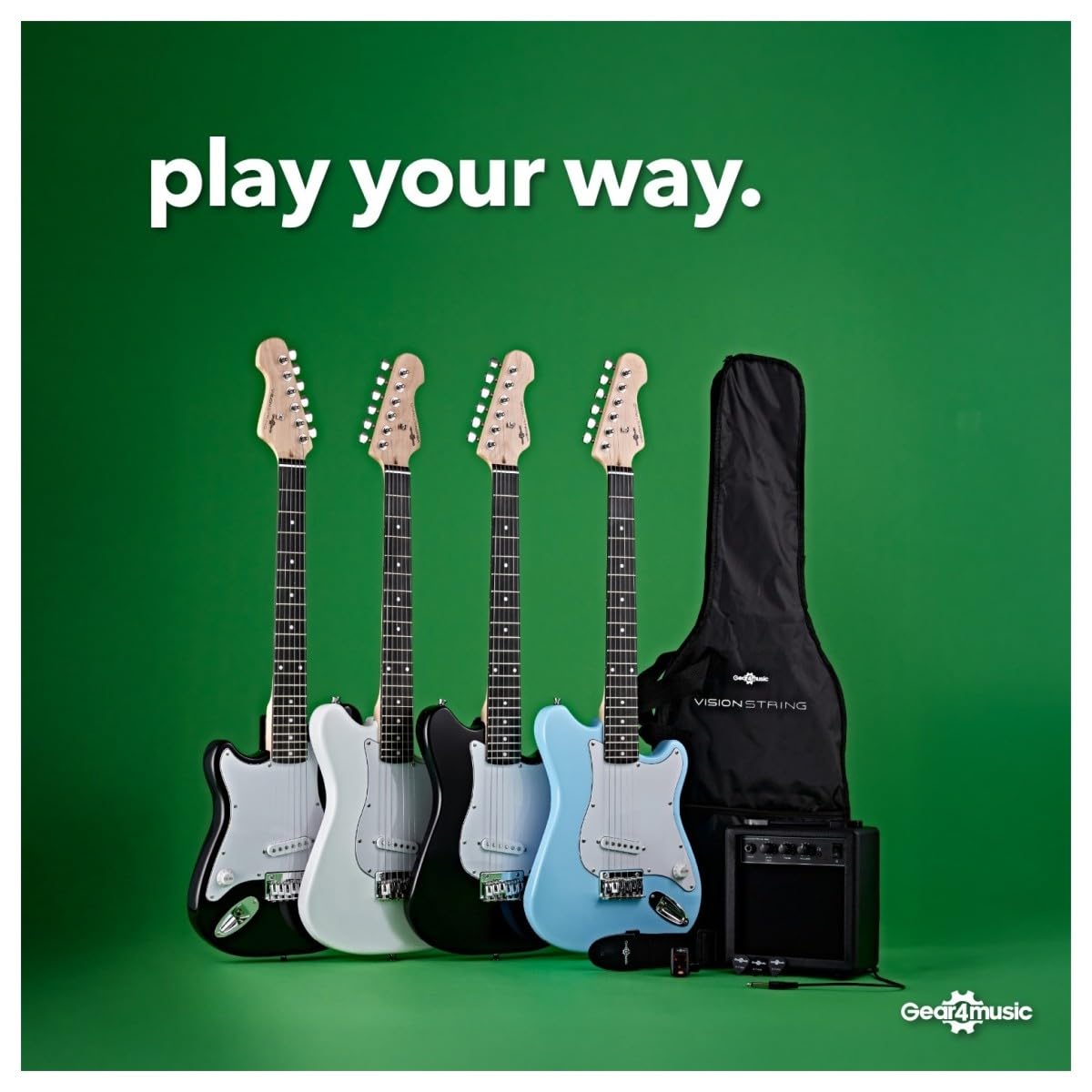 VISIONSTRING Chitarra elettrica mancina 3/4 con amplificatore per bambini e principianti