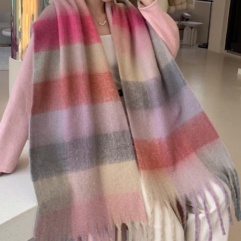 Chunky Winter Scarfs for Women Cold Weather Warm Knit Thick Plaid Scarf Long Large Oversized Checked Scarves - Image 5