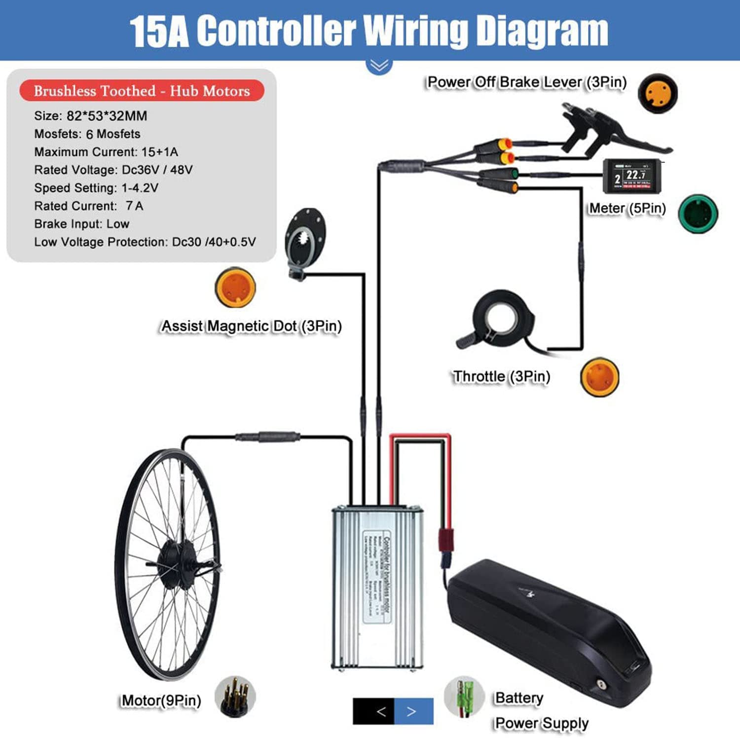 Kit de Conversion Moteur Avant pour vélo électrique, 48 V 1000 W, Compatible avec Les moyeux de vélos électriques 20"/24"/26"/27,5"/28"/29"/700C, et incluant Un écran TK-LED900S.