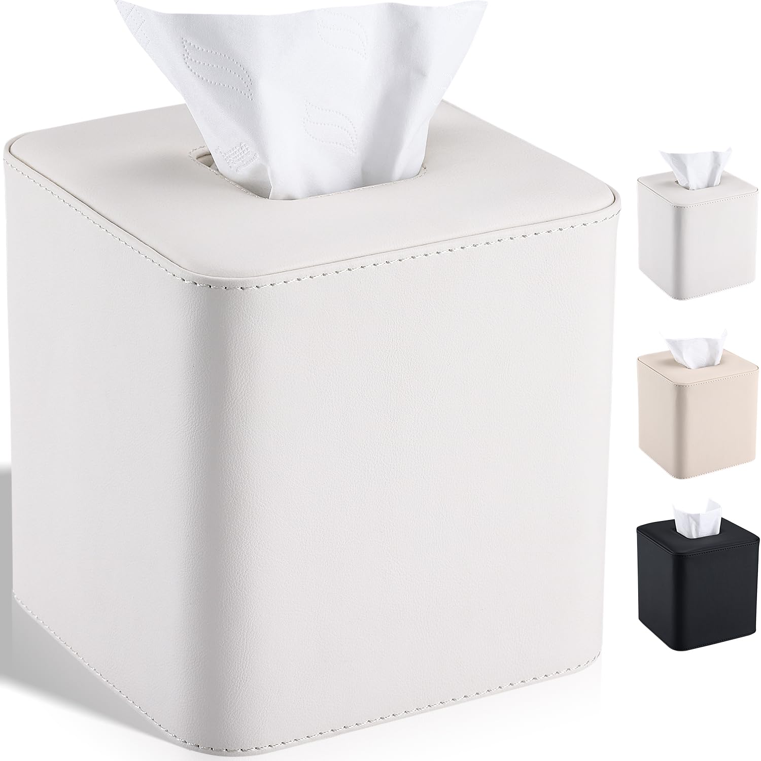 GORESE Square Tissue Box Cover Leather Kleenexs Box Cover Cute Tissue Cover for for Cube Box Tissues Tissue