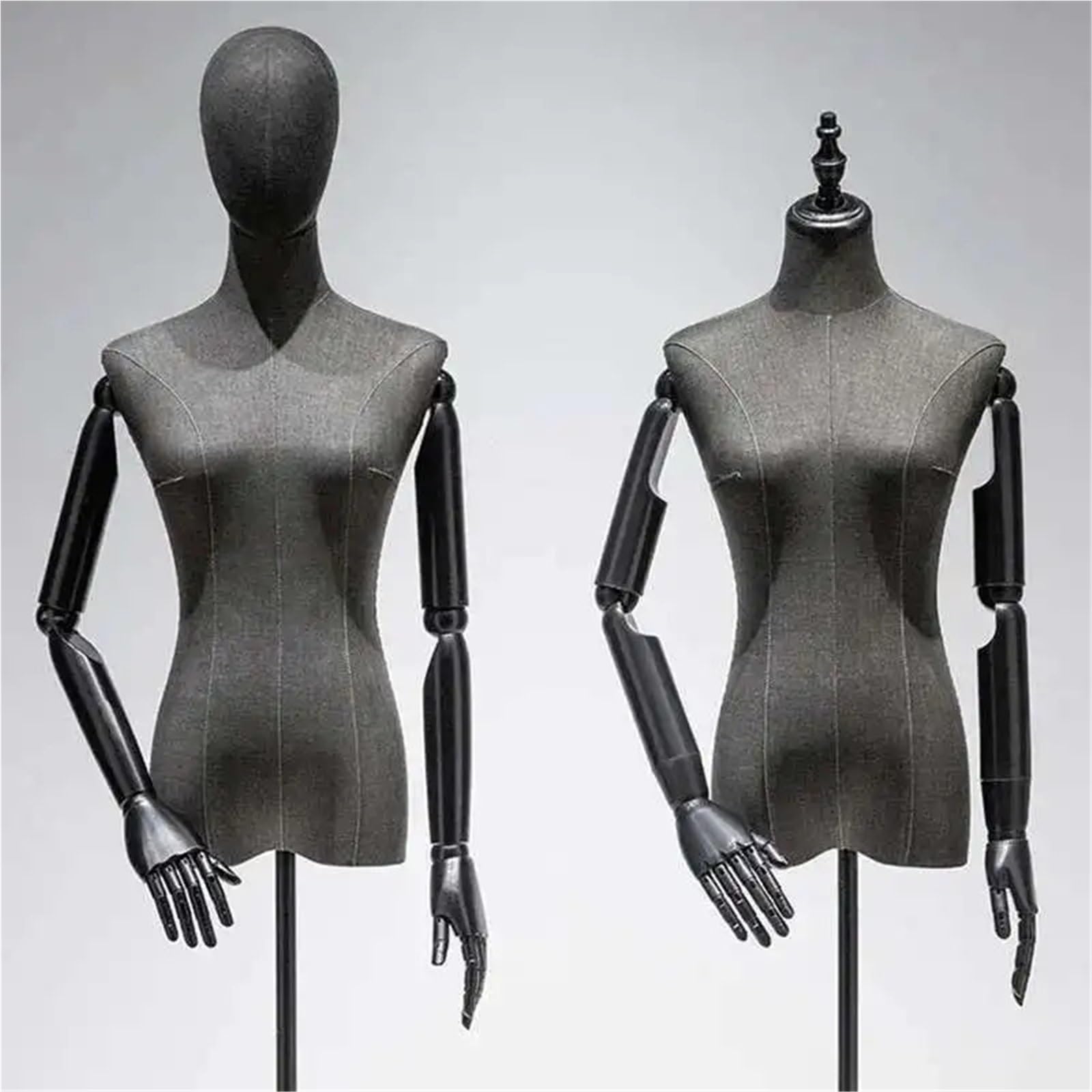 Manichino da Sarto Manichini da donna neri a mezza figura for abiti sposa, espositori for negozi di abbigliamento femminile(No Hand black square base)
