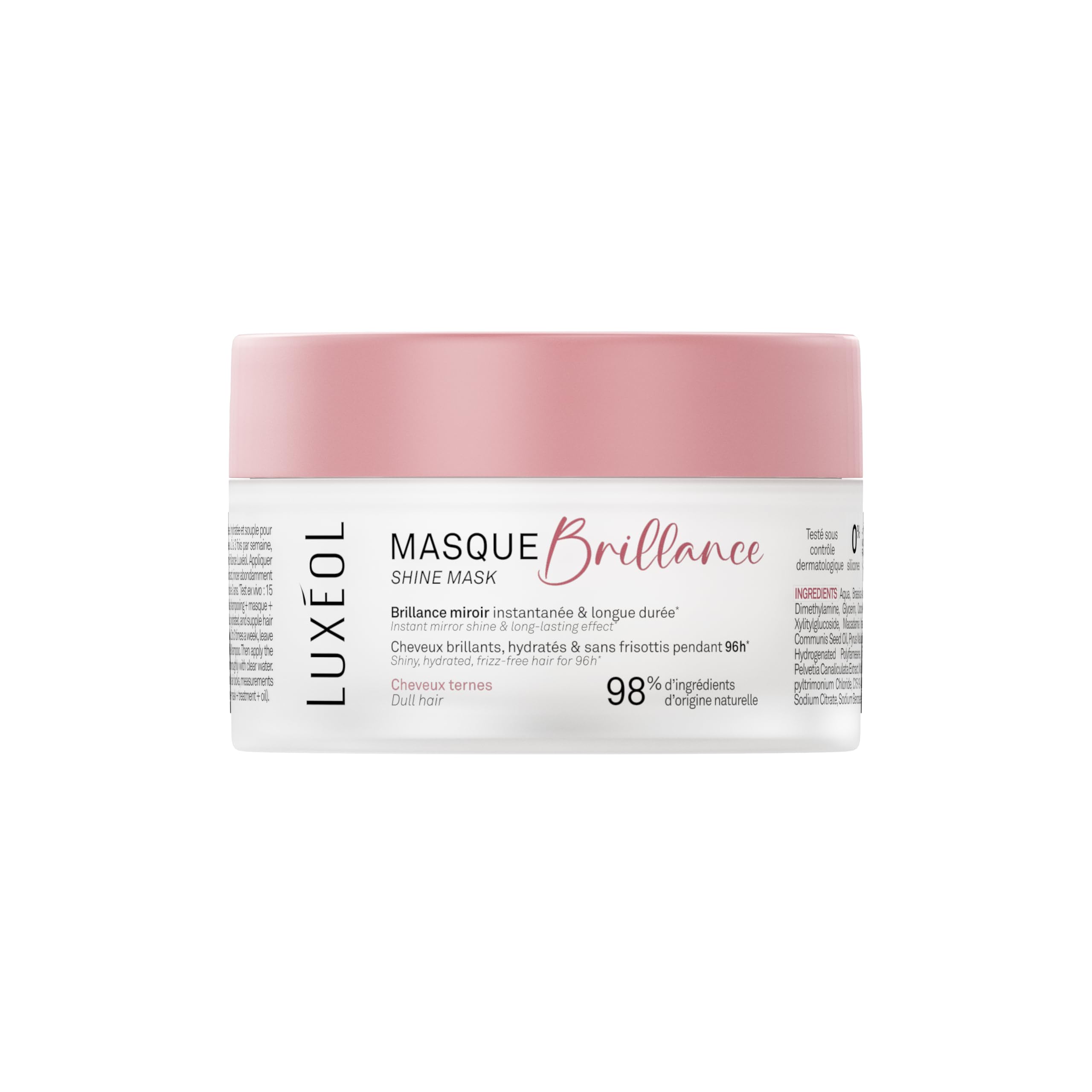 LUXEOL - Masque Brillance - Pour des cheveux brillants, hydratés et sans frisottis pendant 96h* - 98% Ingrédients d'Origine Naturelle - Fabriqué en France - 200 ml