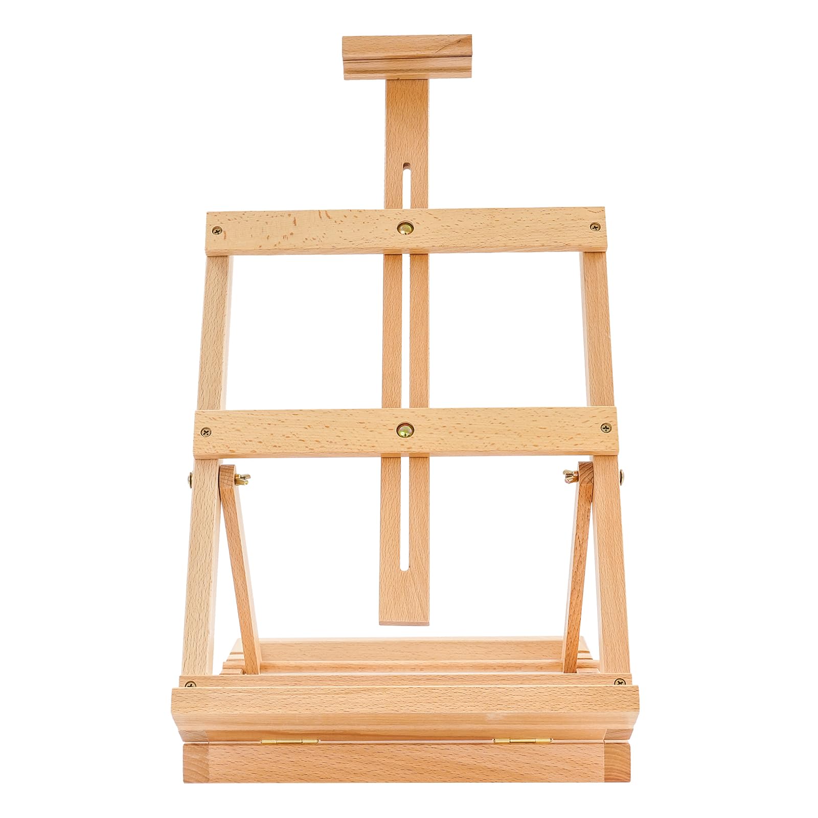 Caballete de mesa en forma de H para lienzos de hasta 4 K, madera de haya, soporte ajustable de 38 a 80 cm, 4 K