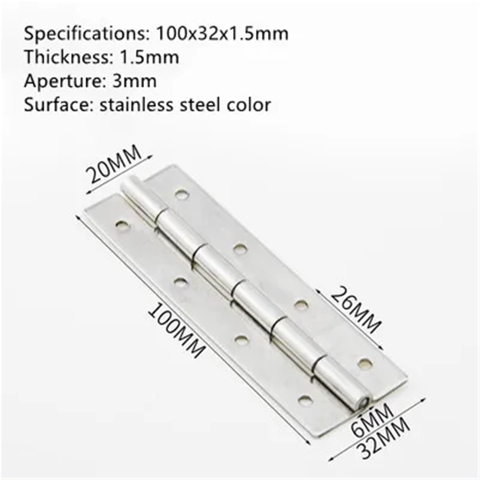 Zawias do sprzętu przemysłowego ze stali nierdzewnej 304 SHHPS6-2 5-2 1 szt. (100 x 32 x 1,5 mm)