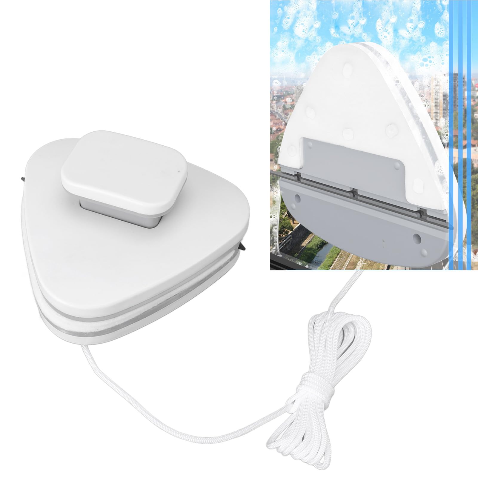 Cocoarm Limpiador de Vidrio de Doble Cara, Herramienta de Limpieza de Ventanas Magnética con Imanes de Neodimio ABS Esponja de Silicona, Limpiador de Ventanas Triangular para de Oficina en el Hogar,