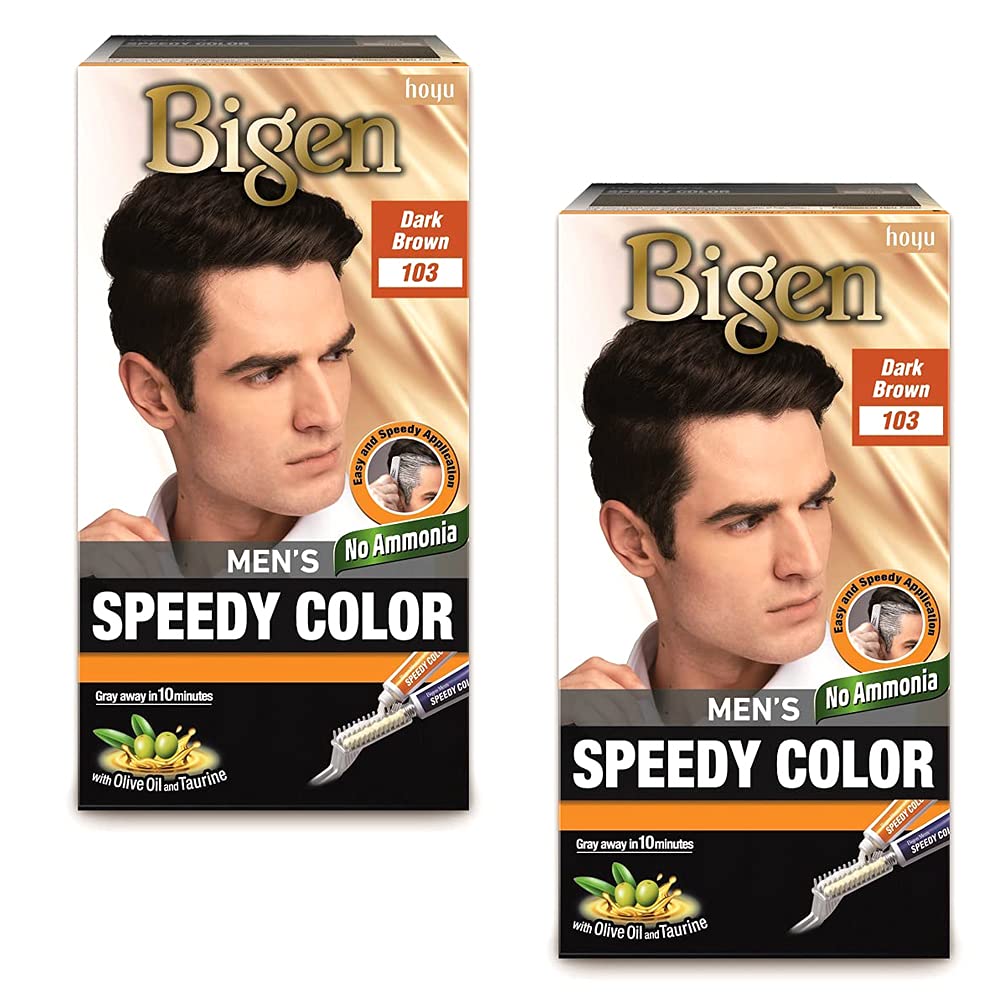 2 PACK OF BIGEN MEN'S SPEEDY 103 DARK BROWN HAIR COLOUR LONG LASTING