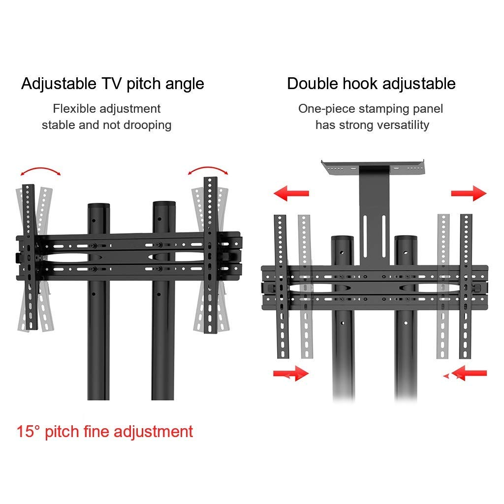 Supporto universale per TV a schermo piatto da 32 a 70 pollici, carrello per TV a schermo piatto regolabile in altezza con vassoio, robusto supporto universale per TV per casa e ufficio