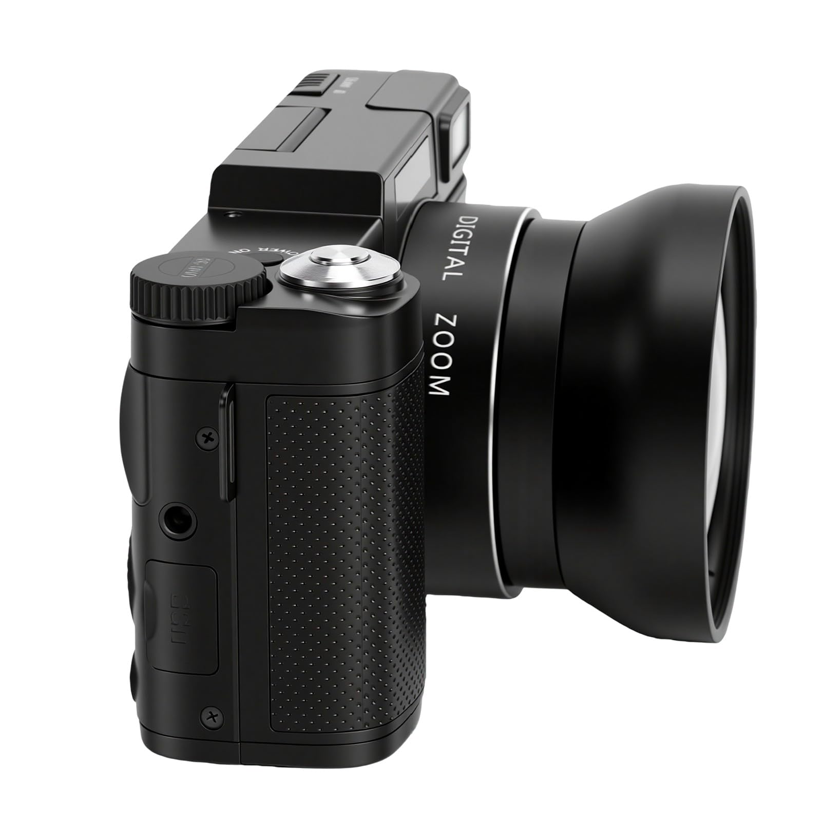 ASHATA Fotocamera digitale 4K da 48 MP con schermo ribaltabile, kit di accessori per obiettivo grandangolare con microfono remoto per treppiede per fotografia